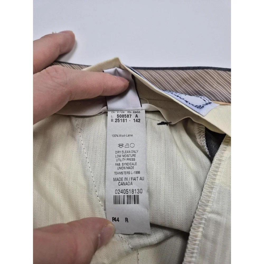 Peerless Couture International Suit Pants Men's 44x36 Gray Wool Dress Unhemmed
